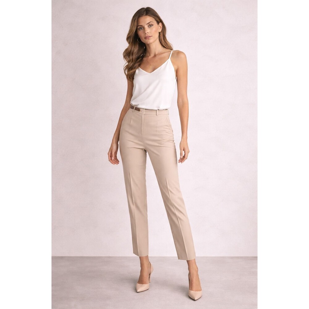 BROOKS BROTHERS 346 Women's Dress Pants Beige 100% Cotton Straight Petite 6